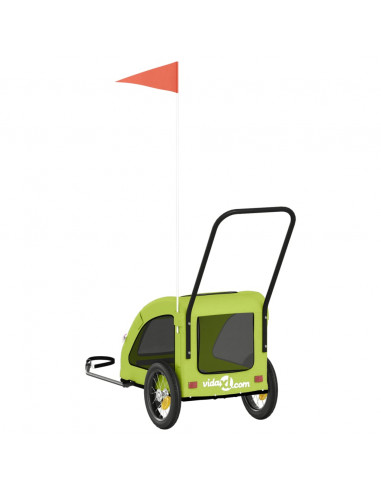 Rimorchio da Bici per Animali Verde Oxford e Ferro
