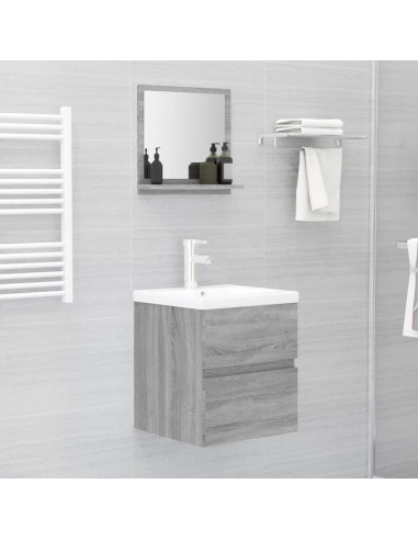 Specchio da Bagno Grigio Sonoma 40x10,5x37 cm Legno Multistrato