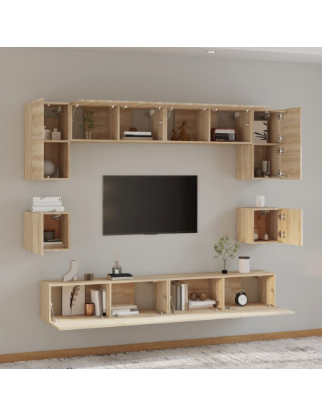 Set Mobili Porta TV 8pz Rovere Sonoma in Legno Multistrato
