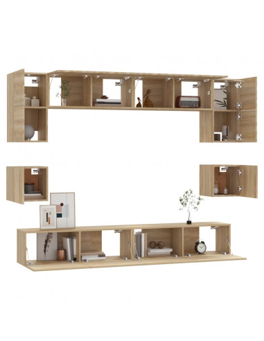 Set Mobili Porta TV 8pz Rovere Sonoma in Legno Multistrato