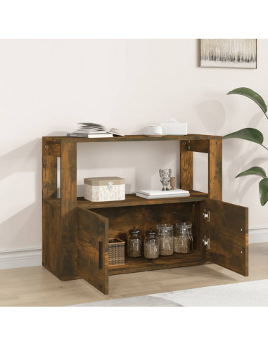 Credenza Rovere Fumo 80x30x60 cm in Legno Multistrato