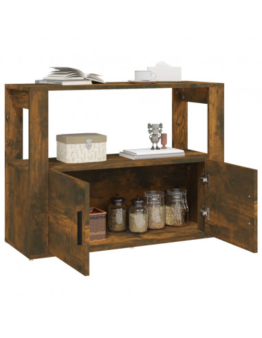Credenza Rovere Fumo 80x30x60 cm in Legno Multistrato