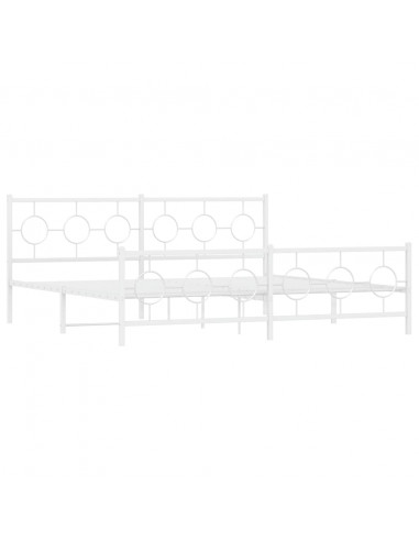 Giroletto con Testiera e Pediera Metallo Bianco 193x203 cm