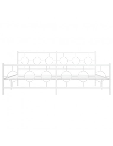 Giroletto con Testiera e Pediera Metallo Bianco 193x203 cm