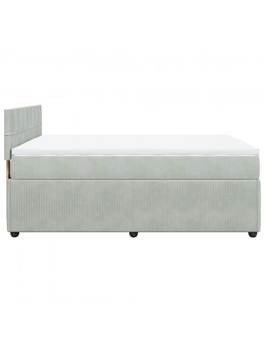 Giroletto a Molle con Materasso Grigio Chiaro 160x200cm Velluto