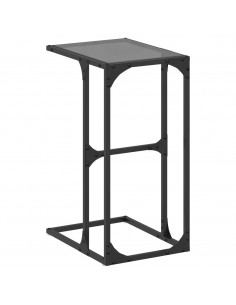 Tavolino con Vetro Nero 40x30x61,5cm in Acciaio 2