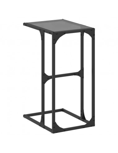 Tavolino con Vetro Nero 40x30x61,5cm in Acciaio