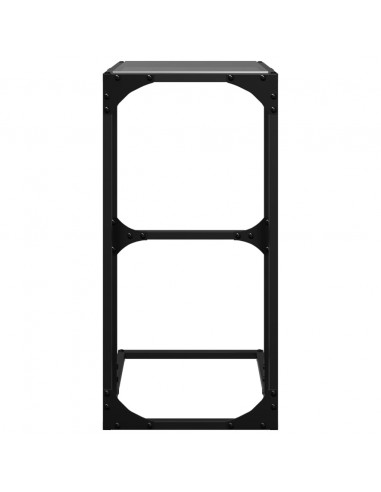 Tavolino con Vetro Nero 40x30x61,5cm in Acciaio