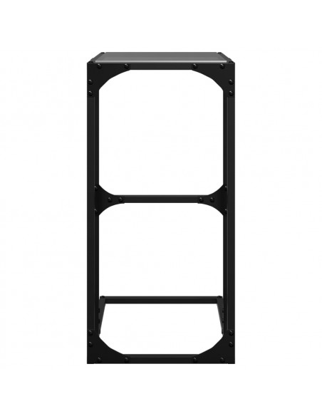 Tavolino con Vetro Nero 40x30x61,5cm in Acciaio
