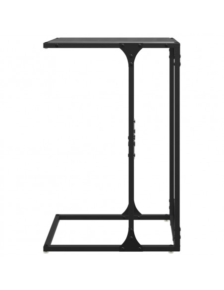 Tavolino con Vetro Nero 40x30x61,5cm in Acciaio