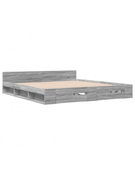 Giroletto Cassetti Grigio Sonoma 200x200 cm Legno Multistrato