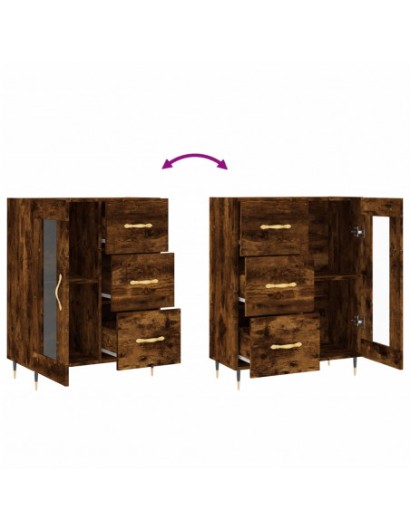Credenza Rovere Fumo 69,5x34x90 cm in Legno Multistrato