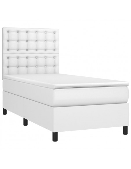 Giroletto Molle con Materasso e LED Bianco 100x200cm Similpelle