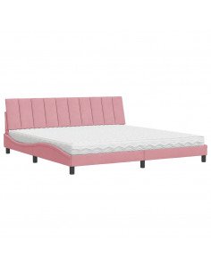 Letto con Materasso Rosa 200x200 cm in Velluto 2