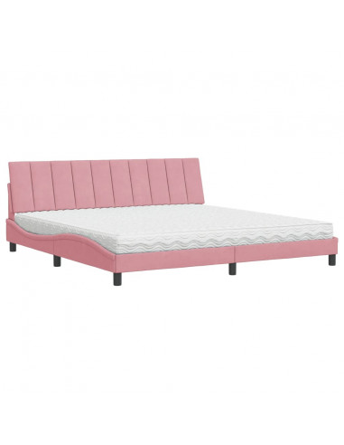 Letto con Materasso Rosa 200x200 cm in Velluto