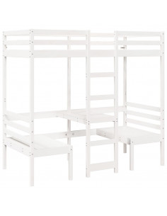 Giroletto Soppalco con Scrivania e Sedie Bianco 80x200cm Pino 2