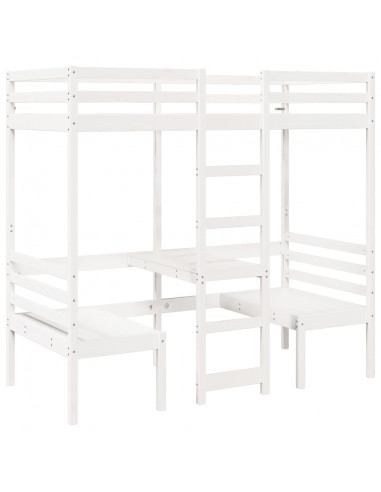 Giroletto Soppalco con Scrivania e Sedie Bianco 80x200cm Pino