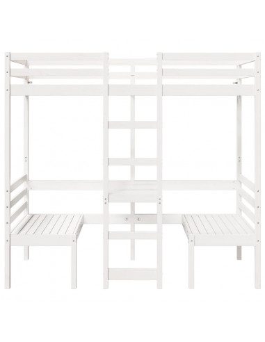 Giroletto Soppalco con Scrivania e Sedie Bianco 80x200cm Pino