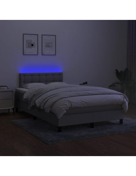 Letto a Molle Materasso e LED Grigio Chiaro 120x190 cm Tessuto