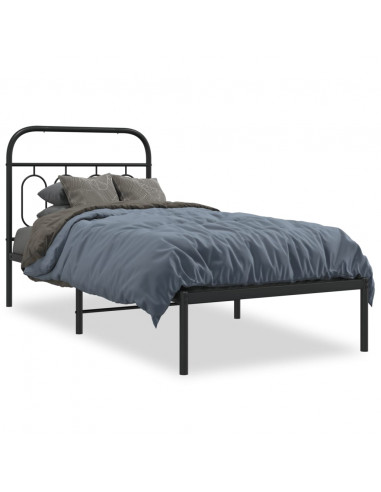 Giroletto con Testiera in Metallo Nero 90x190 cm