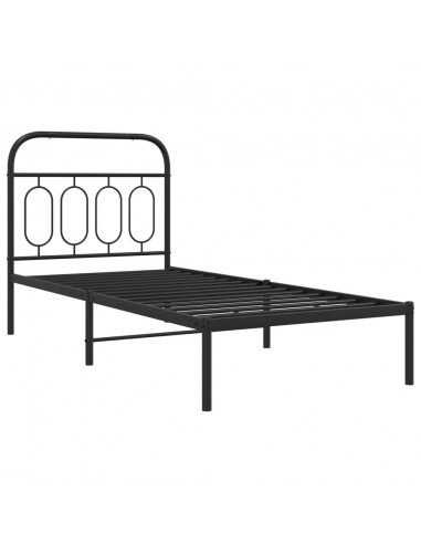 Giroletto con Testiera in Metallo Nero 90x190 cm