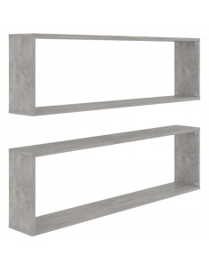 Mensole Parete Cubo 2pz Grigio Cemento 100x15x30 cm Multistrato 2