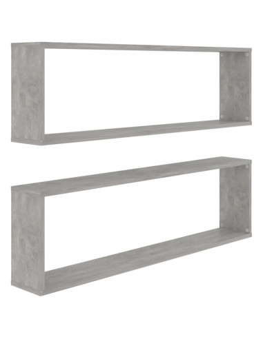 Mensole Parete Cubo 2pz Grigio Cemento 100x15x30 cm Multistrato