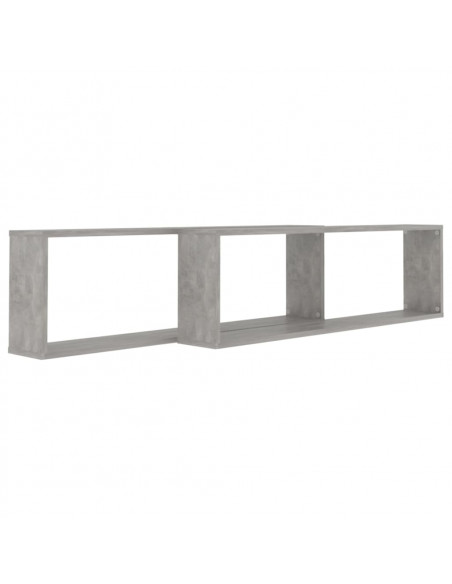 Mensole Parete Cubo 2pz Grigio Cemento 100x15x30 cm Multistrato