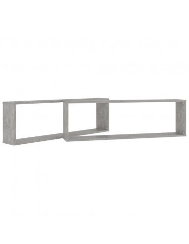 Mensole Parete Cubo 2pz Grigio Cemento 100x15x30 cm Multistrato