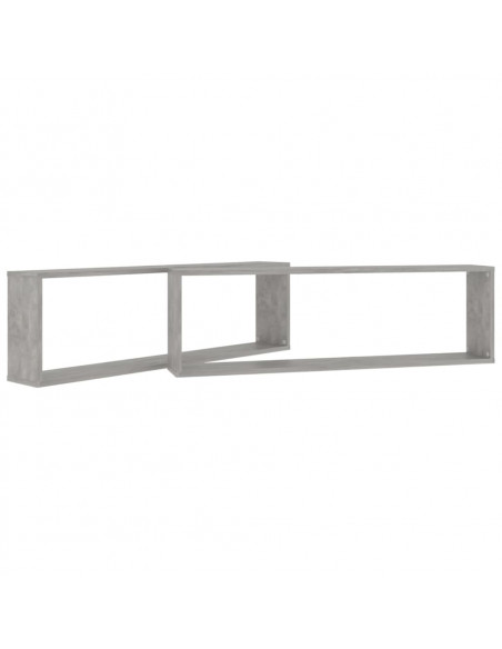 Mensole Parete Cubo 2pz Grigio Cemento 100x15x30 cm Multistrato
