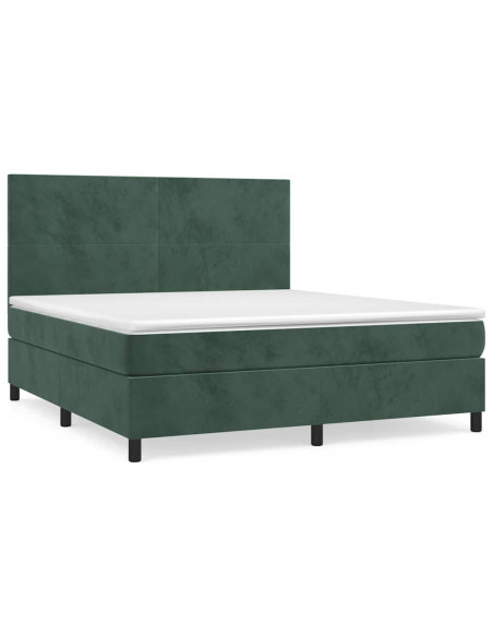 Giroletto a Molle con Materasso Verde Scuro 180x200 cm Velluto