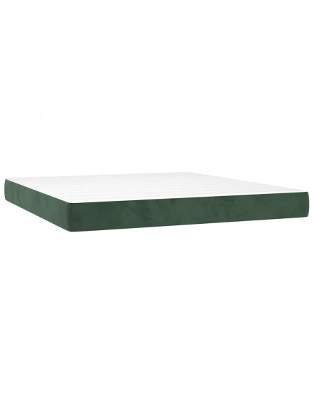 Giroletto a Molle con Materasso Verde Scuro 180x200 cm Velluto