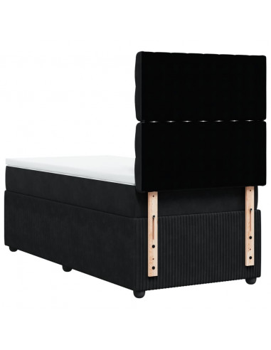 Giroletto a Molle con Materasso Nero 80x200 cm in Velluto