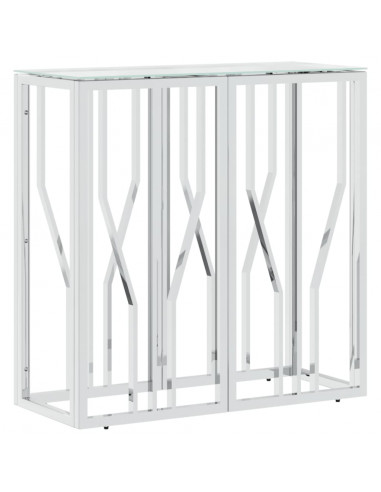 Tavolino Consolle 70x30x70 cm in Acciaio Inox e Vetro