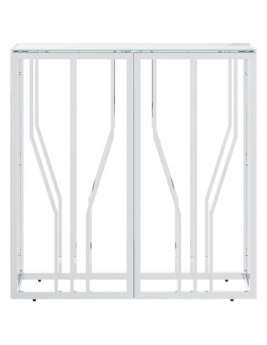 Tavolino Consolle 70x30x70 cm in Acciaio Inox e Vetro