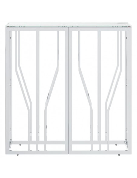 Tavolino Consolle 70x30x70 cm in Acciaio Inox e Vetro