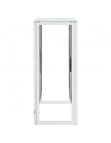 Tavolino Consolle 70x30x70 cm in Acciaio Inox e Vetro