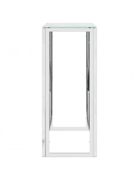 Tavolino Consolle 70x30x70 cm in Acciaio Inox e Vetro