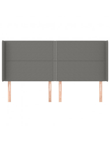 Testiera ad Orecchio GrigioScuro 183x16x118/128cm inTessuto