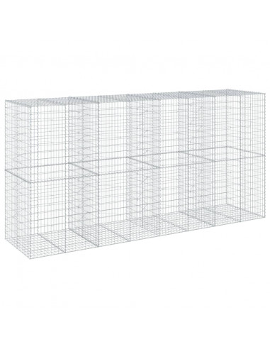 Cesto Gabbione con Copertura 400x100x200 cm in Ferro Zincato