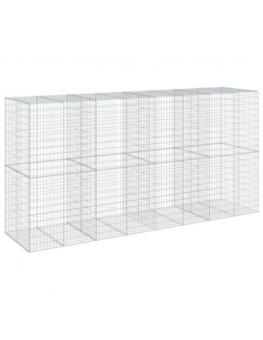 Cesto Gabbione con Copertura 400x100x200 cm in Ferro Zincato