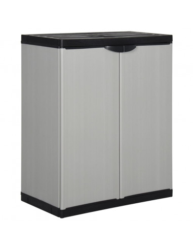 Armadietto da Giardino con 1 Ripiano Grigio e Nero 68x40x85 cm