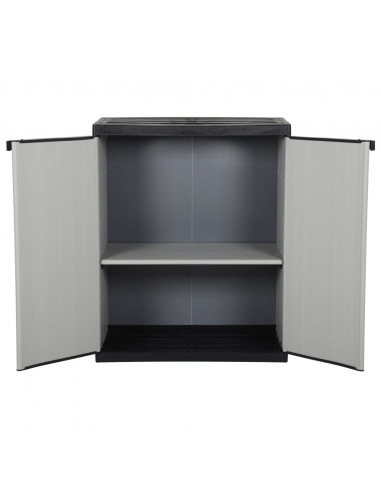Armadietto da Giardino con 1 Ripiano Grigio e Nero 68x40x85 cm