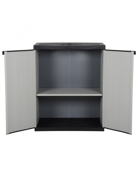Armadietto da Giardino con 1 Ripiano Grigio e Nero 68x40x85 cm