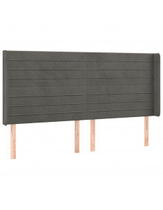 Testiera ad Orecchio GrigioScuro 203x16x118/128cm in Velluto 2