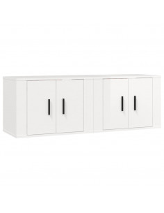 Mobili Porta TV a Parete 2 pz Bianco Lucido 57x34,5x40 cm 2