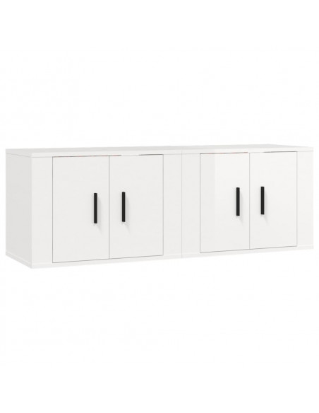 Mobili Porta TV a Parete 2 pz Bianco Lucido 57x34,5x40 cm