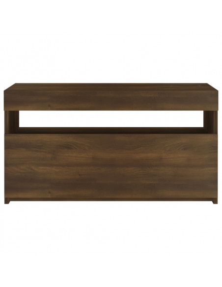 Mobile Porta TV con Luci LED Rovere Marrone 75x35x40 cm