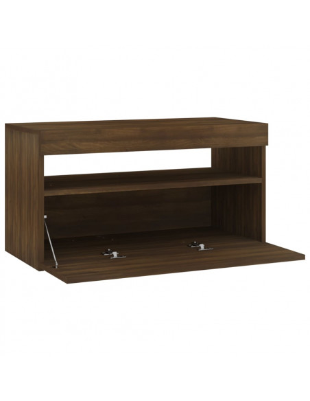 Mobile Porta TV con Luci LED Rovere Marrone 75x35x40 cm