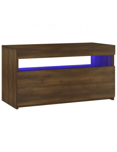 Mobile Porta TV con Luci LED Rovere Marrone 75x35x40 cm